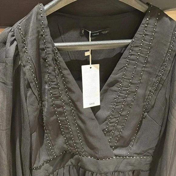 Mango Beaded Puff-Sleeve Mini Dress - Picture 6 of 13